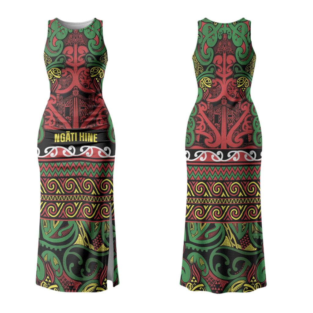 Aotearoa Iwi Ngati Hine Couples Matching Tank Maxi Dress and Long Sleeve Button Shirt Maori Wharenui House Tribal Pattern LT9 - Polynesian Pride