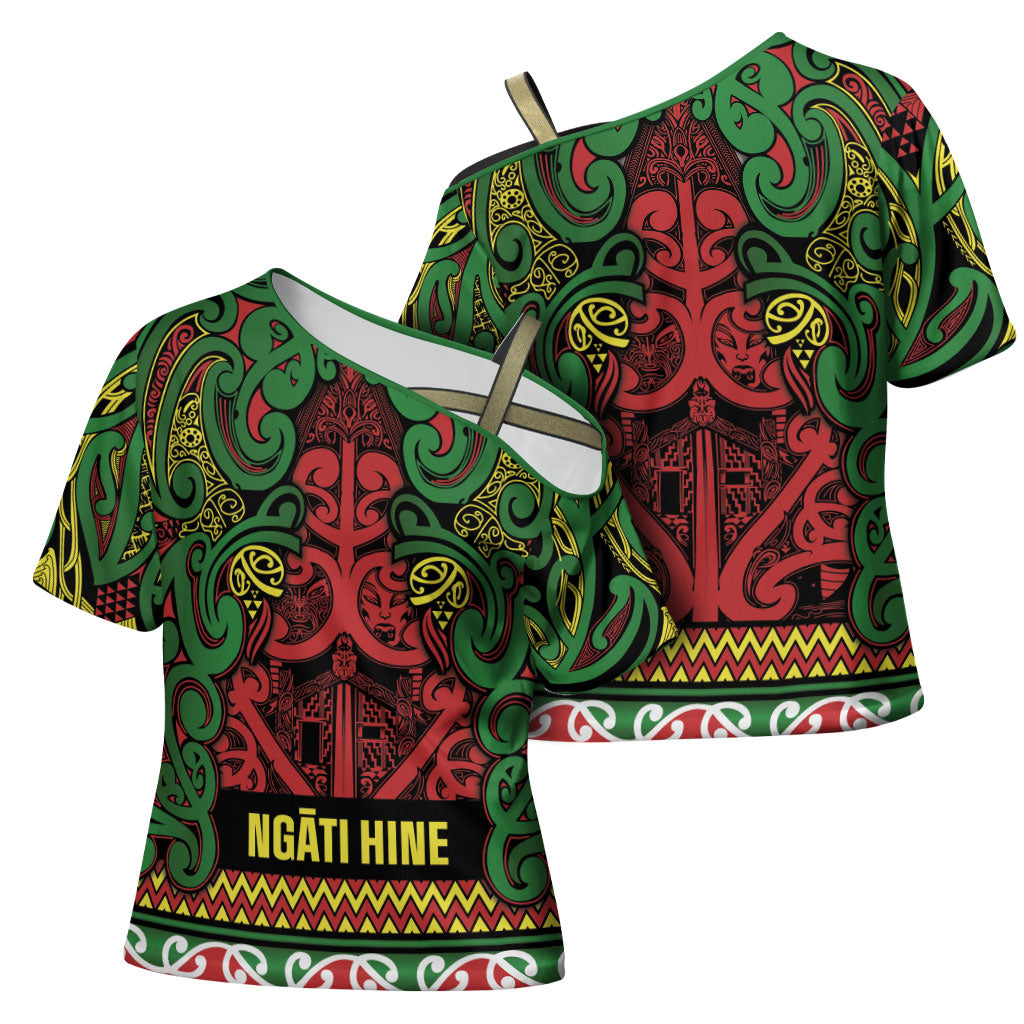 Aotearoa Iwi Ngati Hine Cross Shoulder Shirt Maori Wharenui House Tribal Pattern LT9 - Polynesian Pride