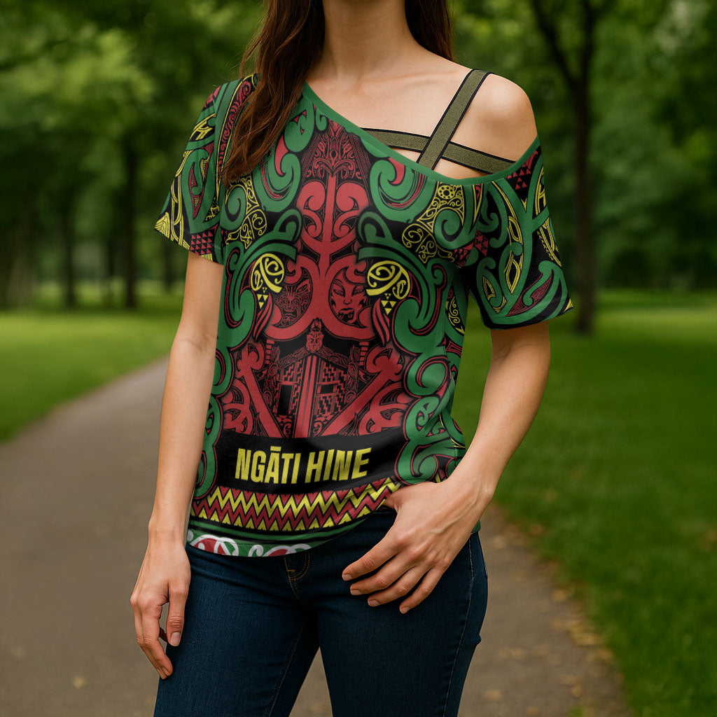 Aotearoa Iwi Ngati Hine Cross Shoulder Shirt Maori Wharenui House Tribal Pattern LT9 - Polynesian Pride