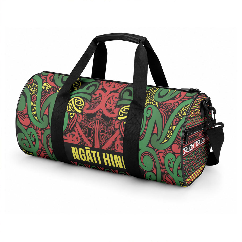Aotearoa Iwi Ngati Hine Duffle Bag Maori Wharenui House Tribal Pattern