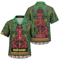 Aotearoa Iwi Ngati Hine Family Matching Off Shoulder Short Dress and Hawaiian Shirt Maori Wharenui House Tribal Pattern LT9 Son's Shirt Deep Green - Polynesian Pride