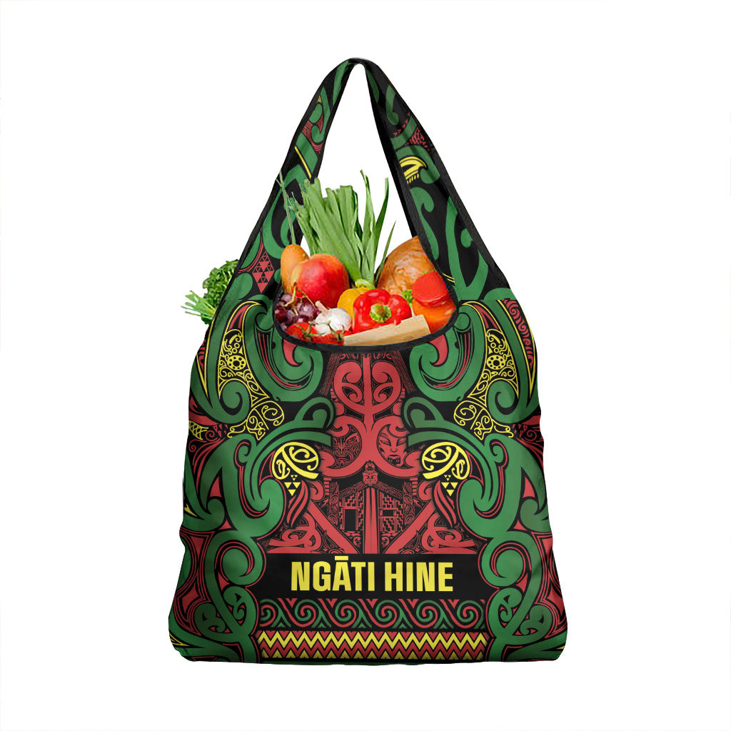 Aotearoa Iwi Ngati Hine Grocery Bag Maori Wharenui House Tribal Pattern LT9 1-pack One Size Deep Green - Polynesian Pride