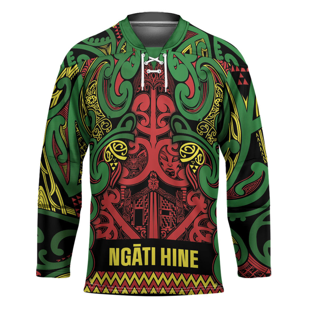 Aotearoa Iwi Ngati Hine Hockey Jersey Maori Wharenui House Tribal Pattern LT9 Unisex Deep Green - Polynesian Pride