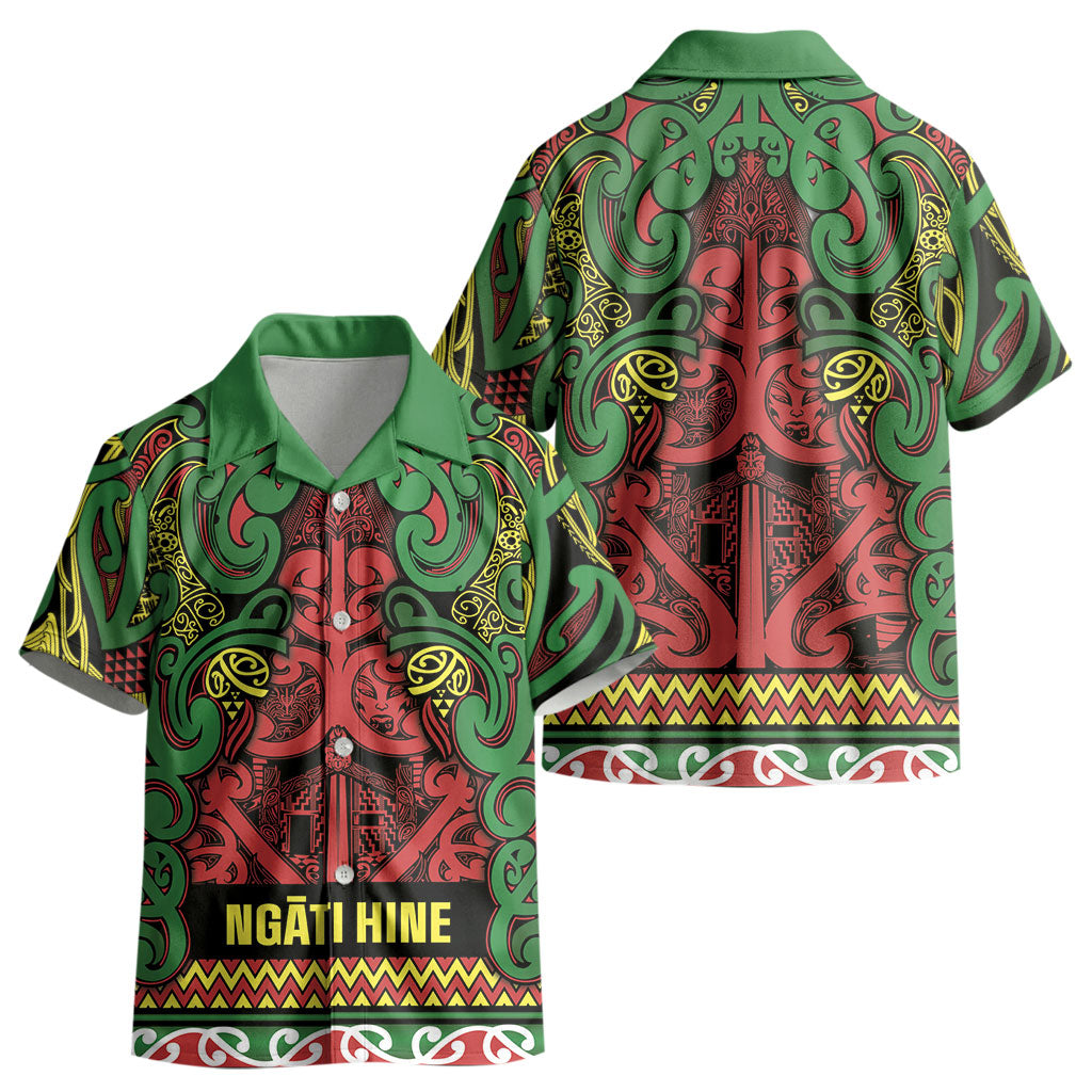 Aotearoa Iwi Ngati Hine Kid Hawaiian Shirt Maori Wharenui House Tribal Pattern LT9 - Polynesian Pride