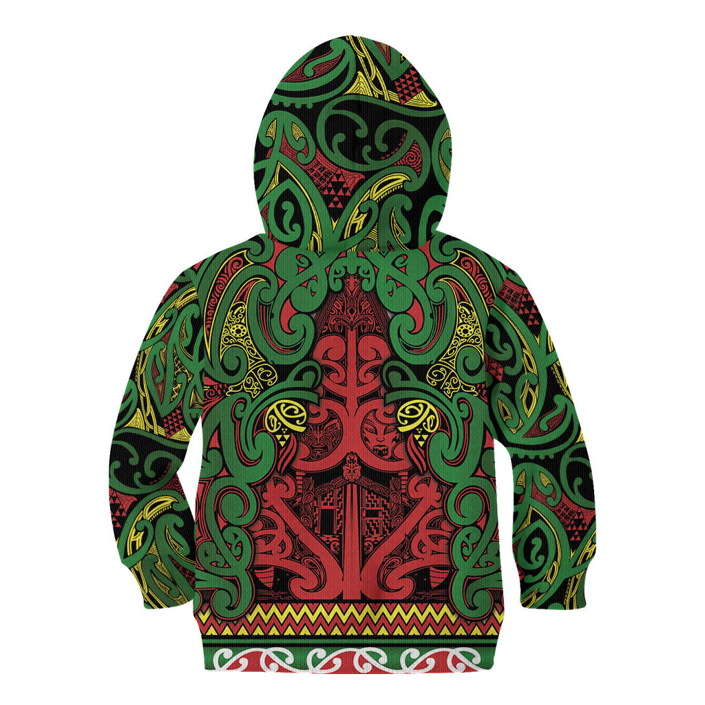 Aotearoa Iwi Ngati Hine Kid Hoodie Maori Wharenui House Tribal Pattern LT9 - Polynesian Pride