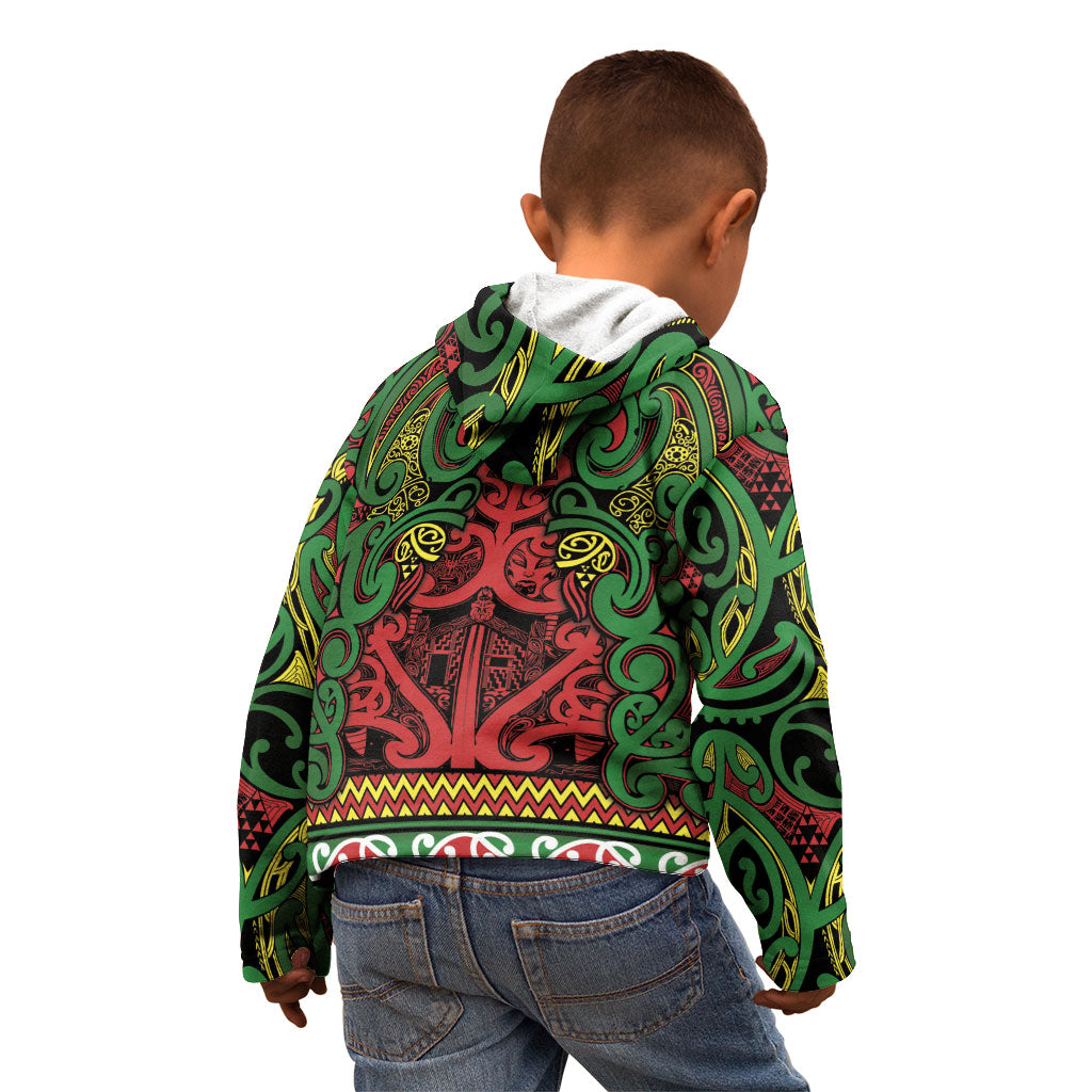 Aotearoa Iwi Ngati Hine Kid Hoodie Maori Wharenui House Tribal Pattern LT9 - Polynesian Pride