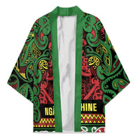 Aotearoa Iwi Ngati Hine Kimono Maori Wharenui House Tribal Pattern LT9 Unisex Deep Green - Polynesian Pride