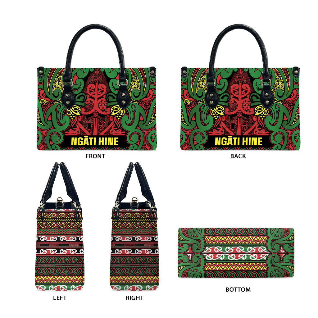 Aotearoa Iwi Ngati Hine Leather Bag Maori Wharenui House Tribal Pattern LT9 - Polynesian Pride