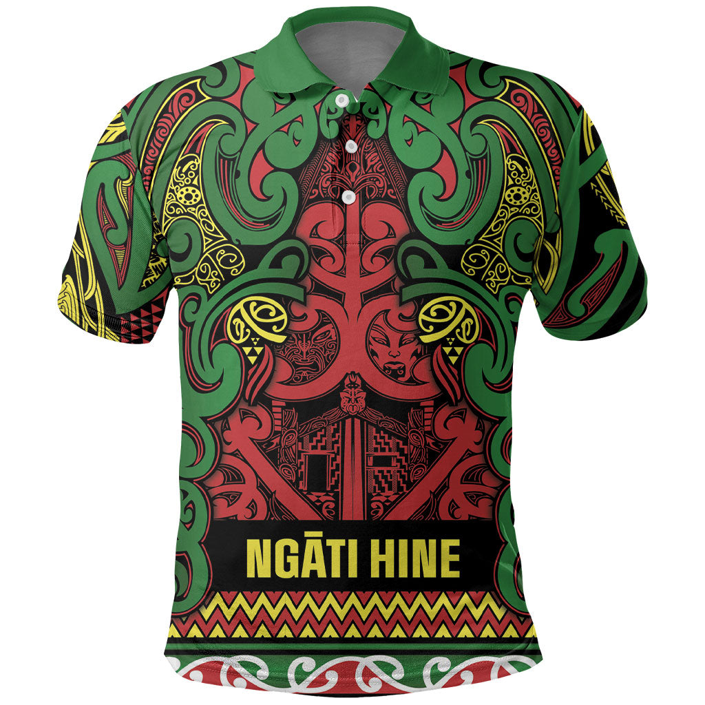 Aotearoa Iwi Ngati Hine Polo Shirt Maori Wharenui House Tribal Pattern LT9 Deep Green - Polynesian Pride