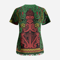 Aotearoa Iwi Ngati Hine Scrub Top Maori Wharenui House Tribal Pattern LT9 - Polynesian Pride