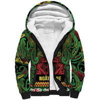 Aotearoa Iwi Ngati Hine Sherpa Hoodie Maori Wharenui House Tribal Pattern LT9 Unisex Deep Green - Polynesian Pride