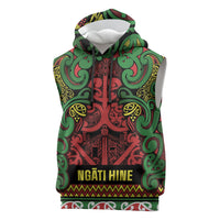 Aotearoa Iwi Ngati Hine Sleeveless Hoodie Maori Wharenui House Tribal Pattern LT9 Deep Green - Polynesian Pride