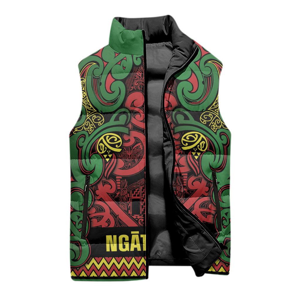 Aotearoa Iwi Ngati Hine Sleeveless Puffer Jacket Maori Wharenui House Tribal Pattern LT9 - Polynesian Pride