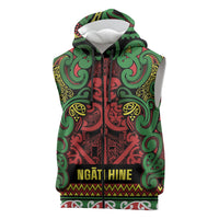 Aotearoa Iwi Ngati Hine Sleeveless Zip Hoodie Maori Wharenui House Tribal Pattern LT9 Deep Green - Polynesian Pride