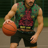 Aotearoa Iwi Ngati Hine Sleeveless Zip Hoodie Maori Wharenui House Tribal Pattern LT9 - Polynesian Pride