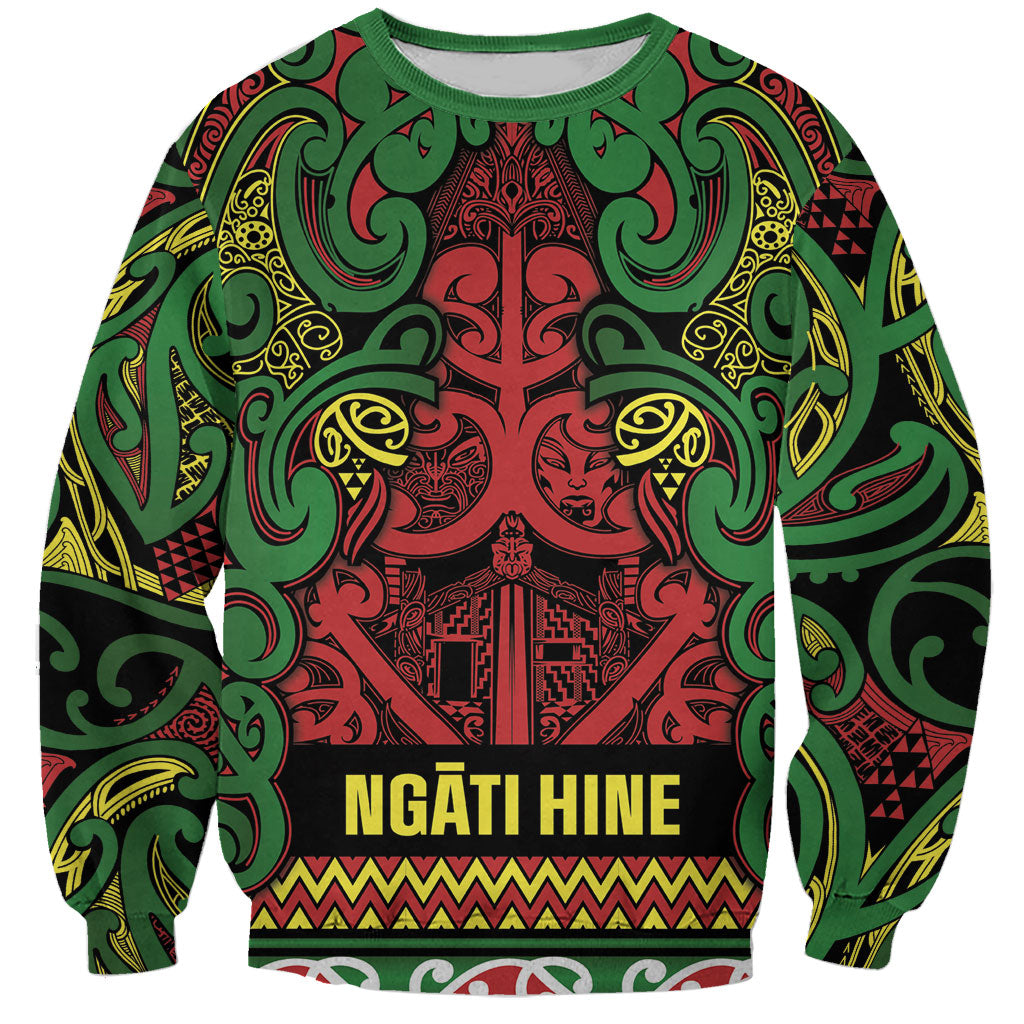 Aotearoa Iwi Ngati Hine Sweatshirt Maori Wharenui House Tribal Pattern LT9 Unisex Deep Green - Polynesian Pride