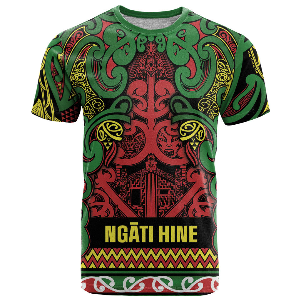 Aotearoa Iwi Ngati Hine T Shirt Maori Wharenui House Tribal Pattern LT9 Deep Green - Polynesian Pride