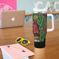 Aotearoa Iwi Ngati Hine Tumbler With Handle Maori Wharenui House Tribal Pattern LT9 - Polynesian Pride