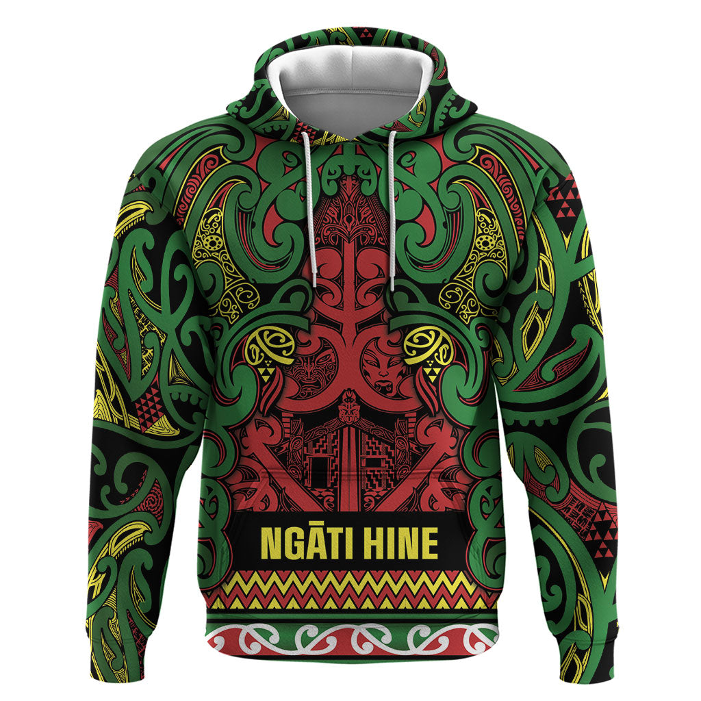 Aotearoa Iwi Ngati Hine Zip Hoodie Maori Wharenui House Tribal Pattern LT9 Pullover Hoodie Deep Green - Polynesian Pride