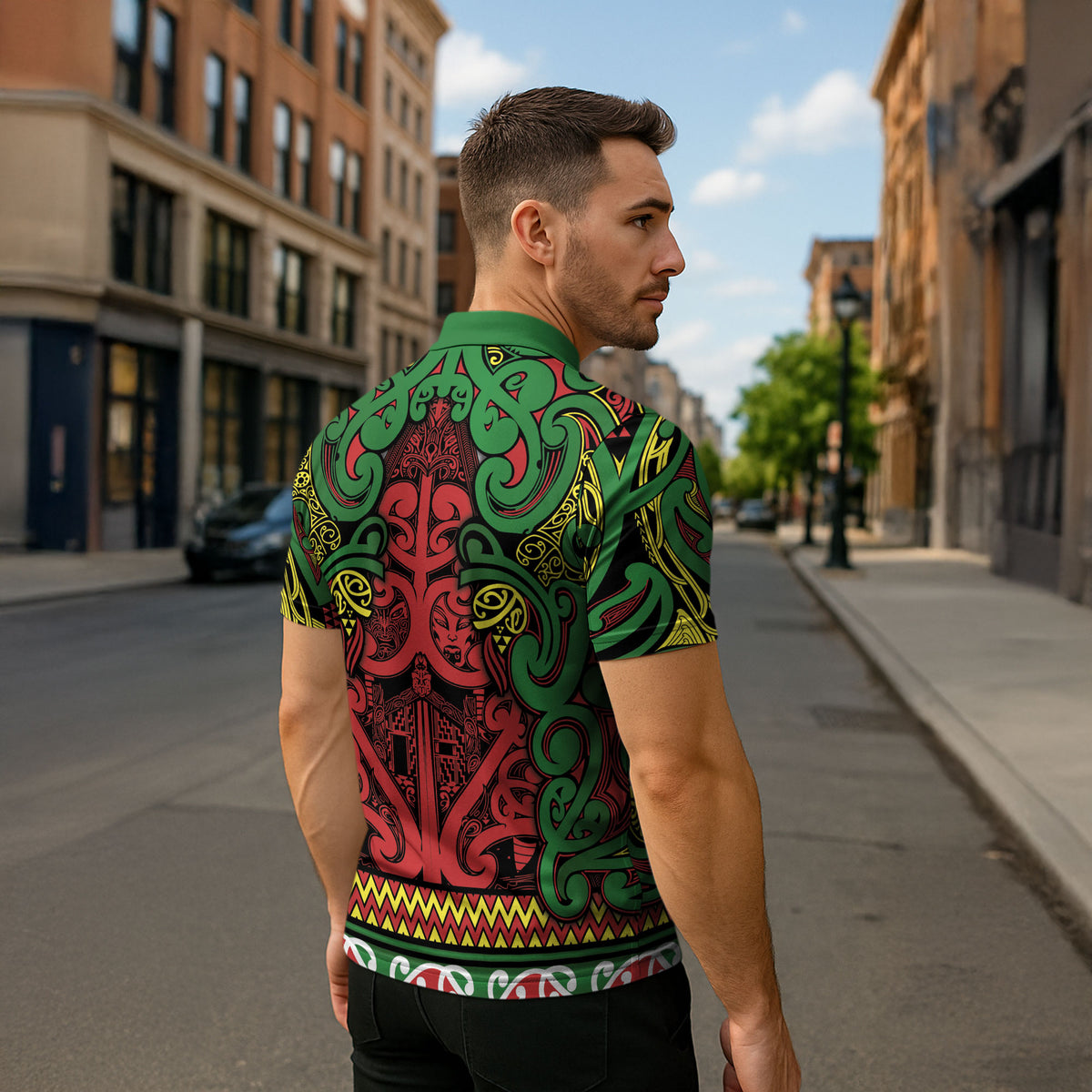 Aotearoa Iwi Ngati Hine Zipper Polo Shirt Maori Wharenui House Tribal Pattern LT9 - Polynesian Pride