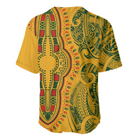 Africa Dashiki Baseball Jersey African Tribal Art Mixed Polynesian Tattoo Gold Color Unique LT9 - Polynesian Pride