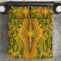 Africa Dashiki Bedding Set African Tribal Art Mixed Polynesian Tattoo Gold Color Unique LT9 Gold - Polynesian Pride