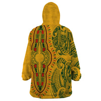 Africa Dashiki Wearable Blanket Hoodie African Tribal Art Mixed Polynesian Tattoo Gold Color Unique LT9 - Polynesian Pride