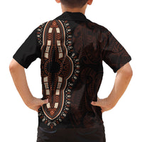 Africa Dashiki Family Matching Long Sleeve Bodycon Dress and Hawaiian Shirt African Tribal Art Mixed Polynesian Tattoo Red Color Unique LT9 - Polynesian Pride
