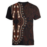 Africa Dashiki Women V Neck T Shirt African Tribal Art Mixed Polynesian Tattoo Red Color Unique LT9 - Polynesian Pride