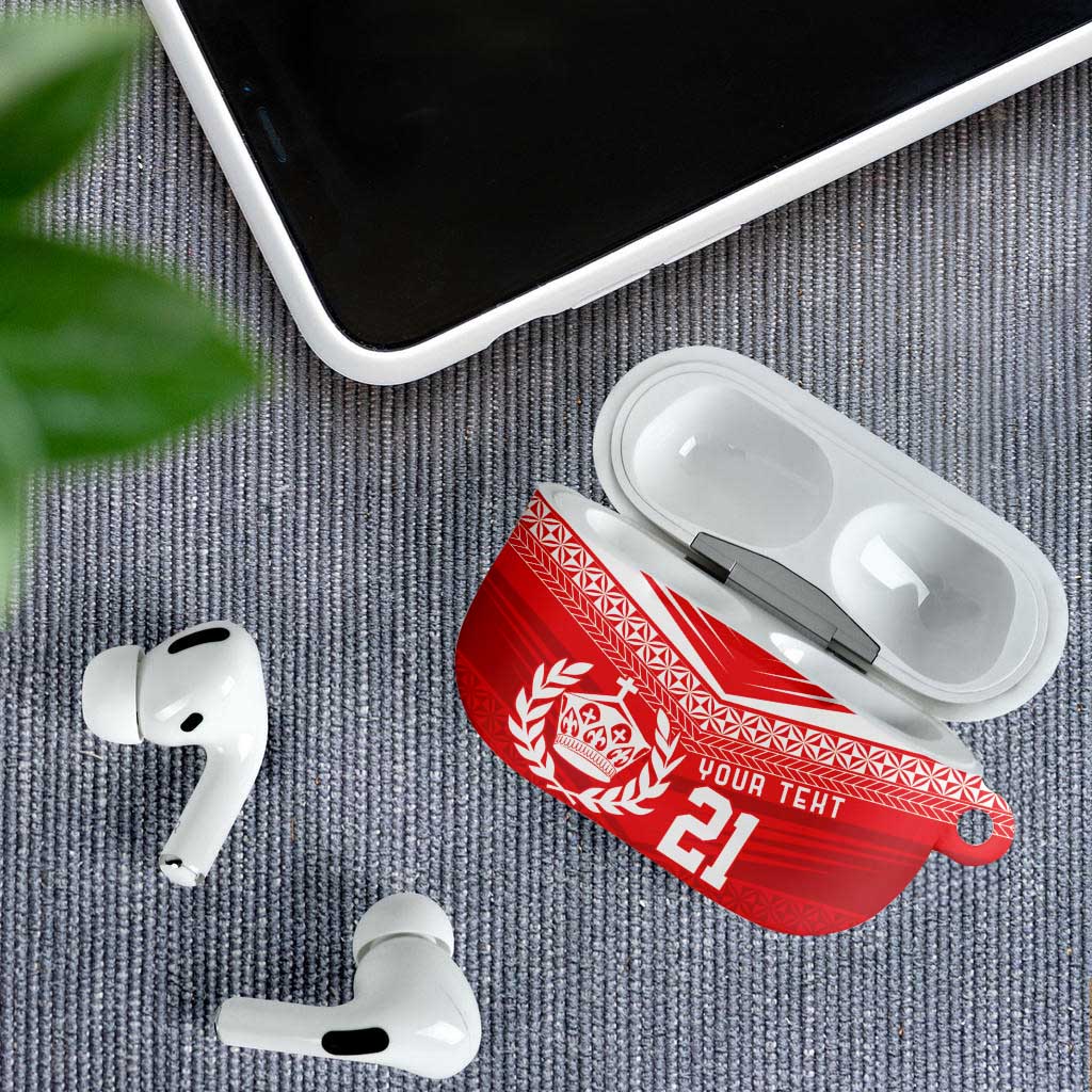 Custom Mate Ma'a Tonga Heritage AirPods Case Pacific Tribal Rugby Red Edition - Polynesian Pride