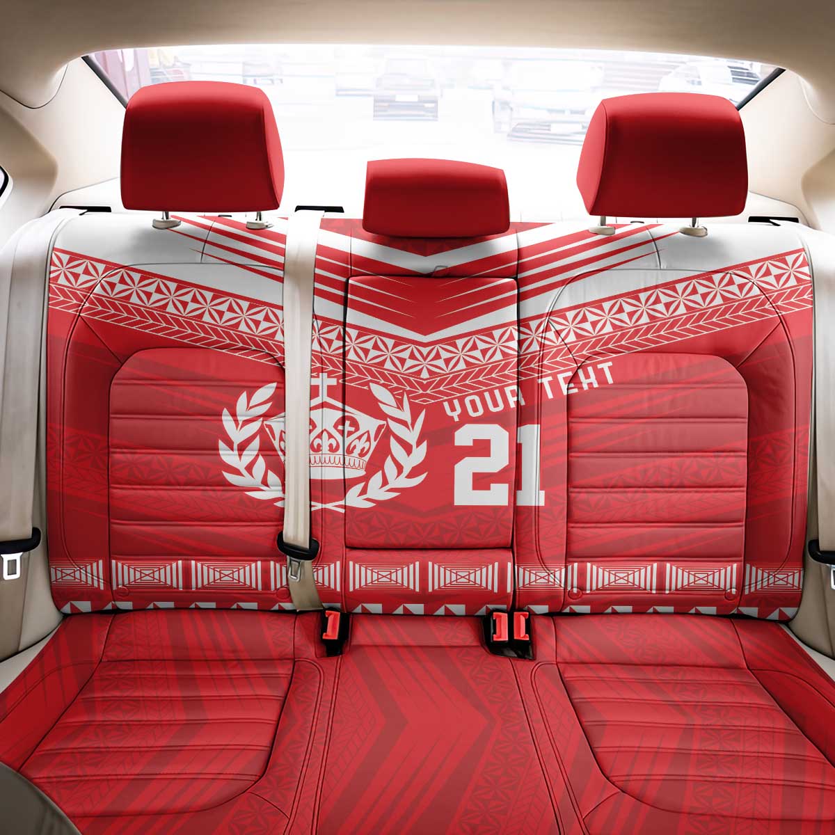 Custom Mate Ma'a Tonga Heritage Back Car Seat Cover Pacific Tribal Rugby Red Edition - Polynesian Pride