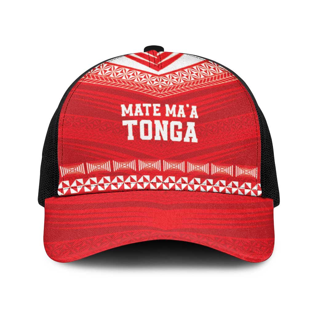 Mate Ma'a Tonga Heritage Baseball Net Cap Pacific Tribal Rugby Red Edition - Polynesian Pride