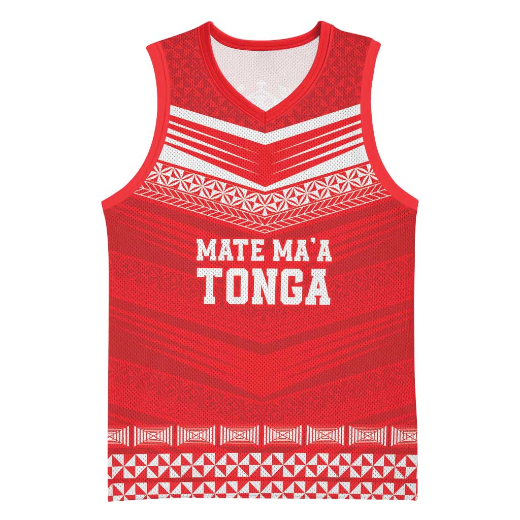 Custom Mate Ma'a Tonga Heritage Basketball Jersey Pacific Tribal Rugby Red Edition - Polynesian Pride