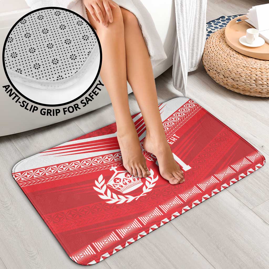 Custom Mate Ma'a Tonga Heritage Bathroom Set Pacific Tribal Rugby Red Edition - Polynesian Pride