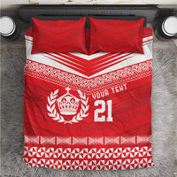 Custom Mate Ma'a Tonga Heritage Bedding Set Pacific Tribal Rugby Red Edition - Polynesian Pride