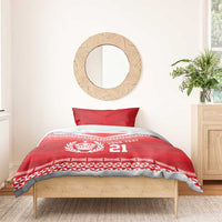 Custom Mate Ma'a Tonga Heritage Bedding Set Pacific Tribal Rugby Red Edition - Polynesian Pride