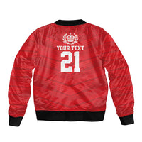 Custom Mate Ma'a Tonga Heritage Bomber Jacket Pacific Tribal Rugby Red Edition - Polynesian Pride