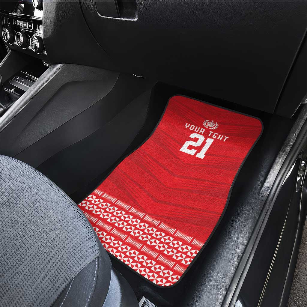 Custom Mate Ma'a Tonga Heritage Car Mats Pacific Tribal Rugby Red Edition - Polynesian Pride