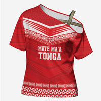 Custom Mate Ma'a Tonga Heritage Cross Shoulder Shirt Pacific Tribal Rugby Red Edition - Polynesian Pride