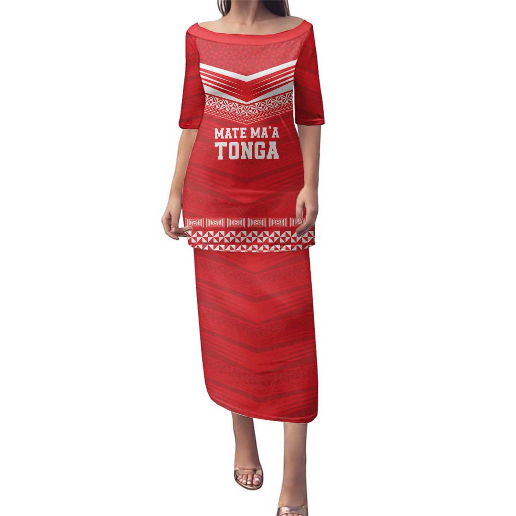 Custom Mate Ma'a Tonga Heritage Family Matching Puletasi and Hawaiian Shirt Pacific Tribal Rugby Red Edition - Polynesian Pride