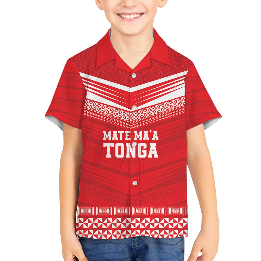 Custom Mate Ma'a Tonga Heritage Family Matching Summer Maxi Dress and Hawaiian Shirt Pacific Tribal Rugby Red Edition - Polynesian Pride