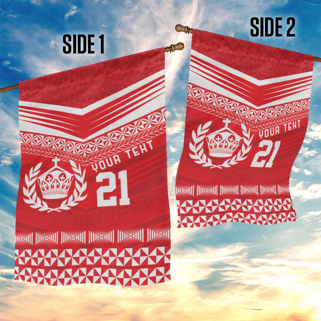 Custom Mate Ma'a Tonga Heritage Garden Flag Pacific Tribal Rugby Red Edition - Polynesian Pride