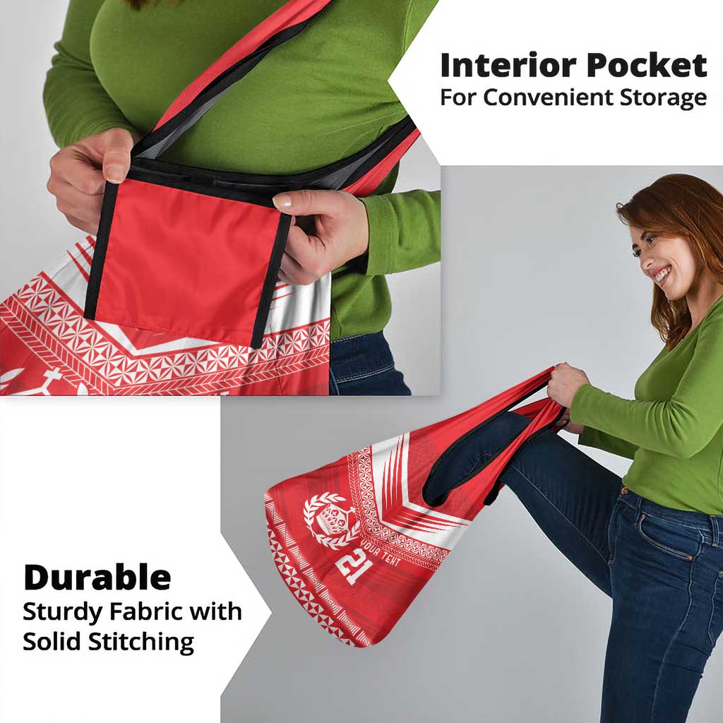 Custom Mate Ma'a Tonga Heritage Grocery Bag Pacific Tribal Rugby Red Edition - Polynesian Pride