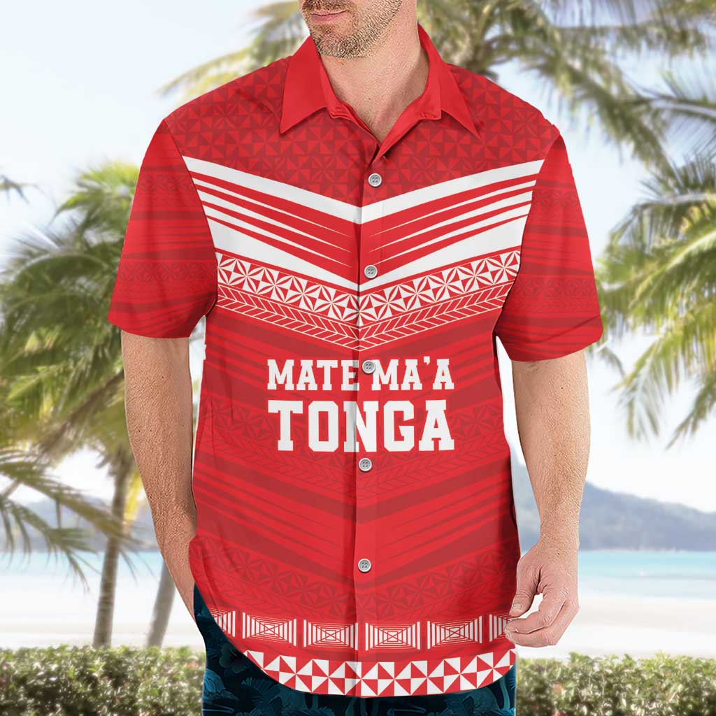 Custom Mate Ma'a Tonga Heritage Hawaiian Shirt Pacific Tribal Rugby Red Edition - Polynesian Pride