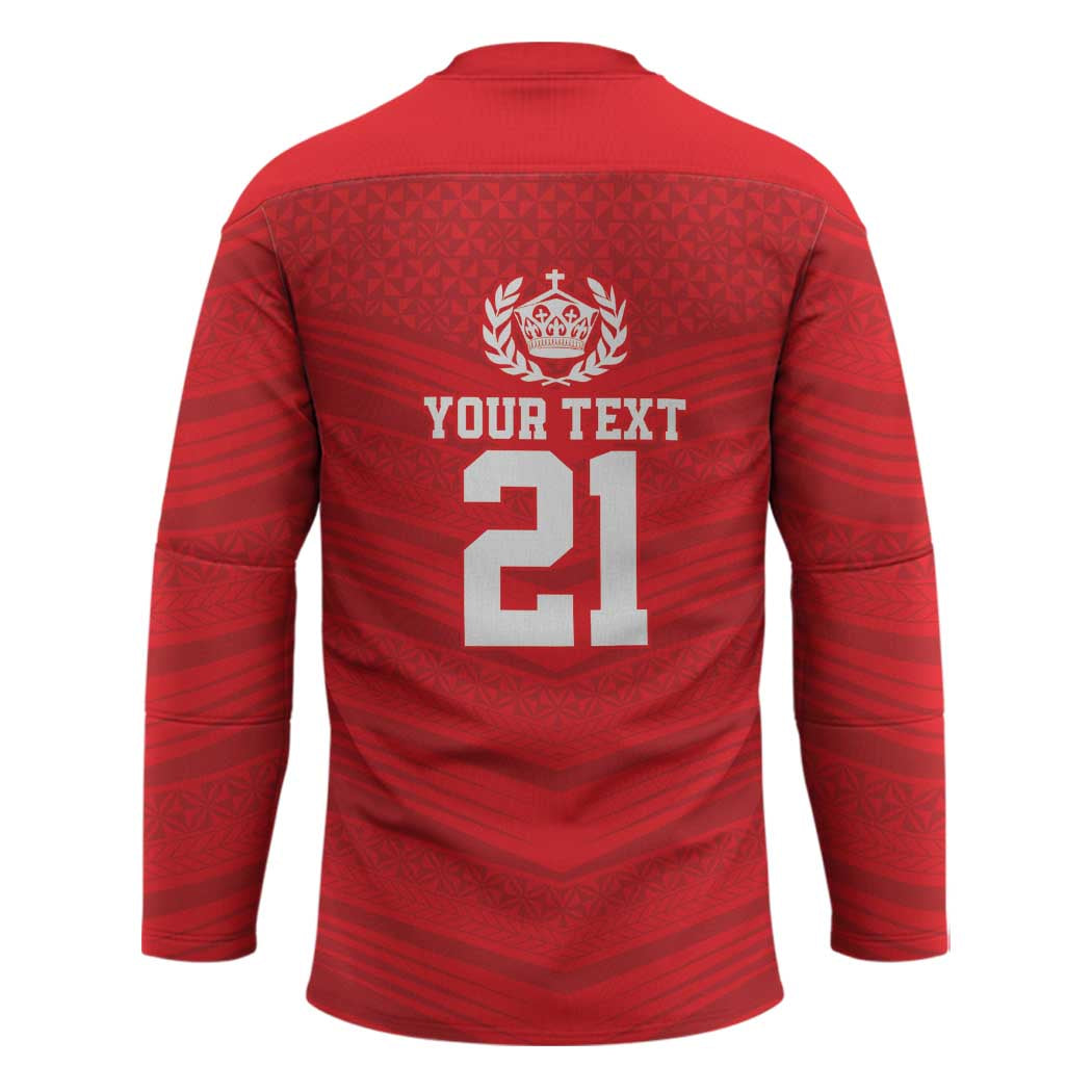 Custom Mate Ma'a Tonga Heritage Hockey Jersey Pacific Tribal Rugby Red Edition - Polynesian Pride