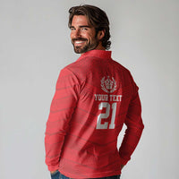 Custom Mate Ma'a Tonga Heritage Long Sleeve Polo Shirt Pacific Tribal Rugby Red Edition - Polynesian Pride