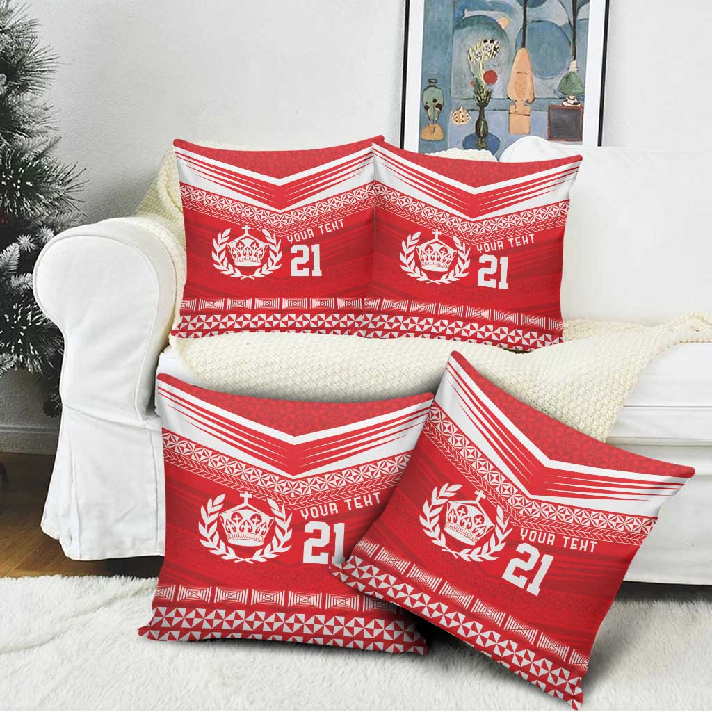 Custom Mate Ma'a Tonga Heritage Pillow Cover Pacific Tribal Rugby Red Edition - Polynesian Pride