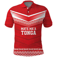 Custom Mate Ma'a Tonga Heritage Polo Shirt Pacific Tribal Rugby Red Edition - Polynesian Pride