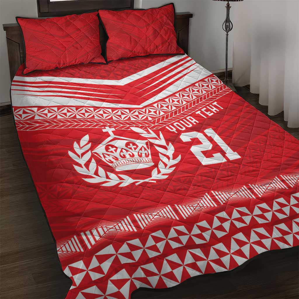 Custom Mate Ma'a Tonga Heritage Quilt Bed Set Pacific Tribal Rugby Red Edition - Polynesian Pride