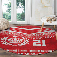 Custom Mate Ma'a Tonga Heritage Round Carpet Pacific Tribal Rugby Red Edition - Polynesian Pride